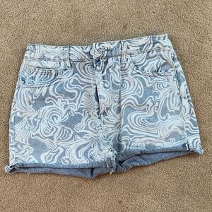 Stylish Blue Patterned Women's Shorts